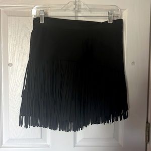 Faux suede skirt with fringe